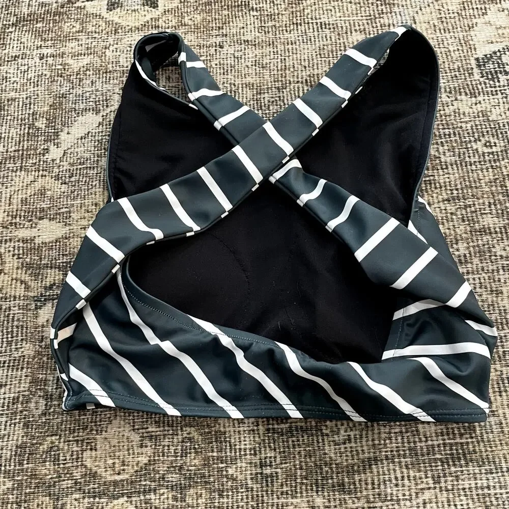 Albion Game Changer Cropped Swim Top Teal White Stripe Women's Size XS - Picture 4 of 4